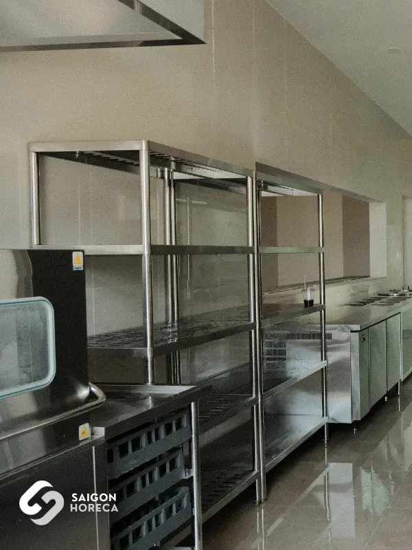 Spacious culinary environment featuring hygienic, easy-clean materials
