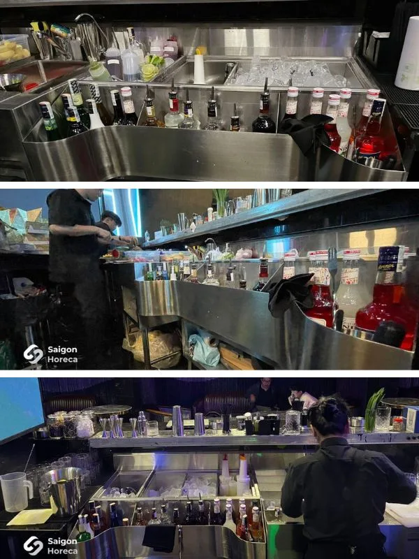 Professional Stainless Steel Cocktail Bar Workstation System