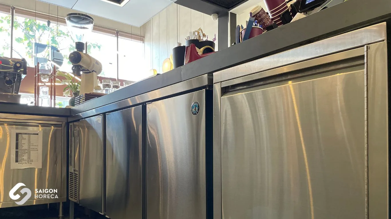 Undercounter refrigerator at G-Cup Bistro bar counter