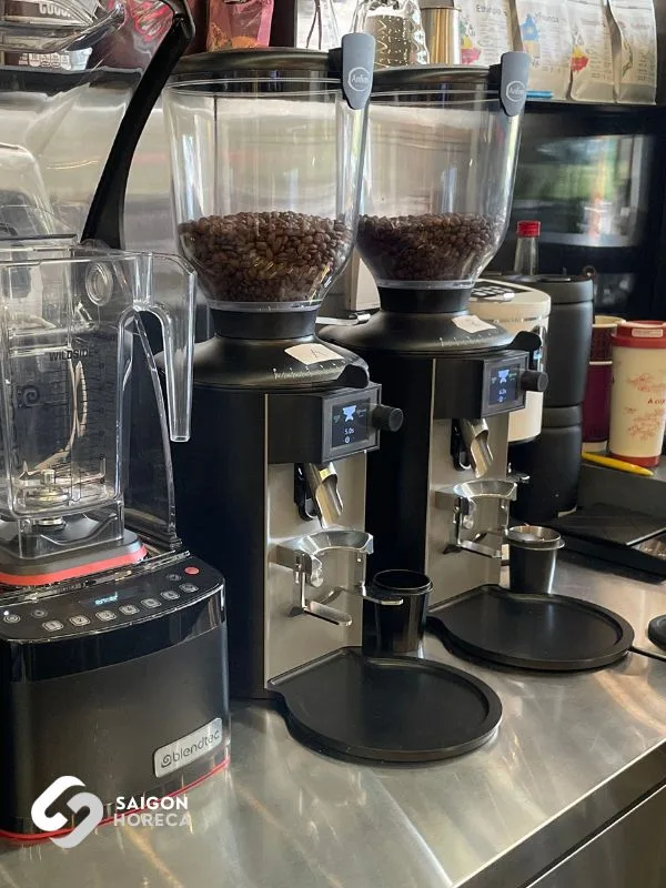 Anfim commercial coffee grinder setup at G-Cup Bistro