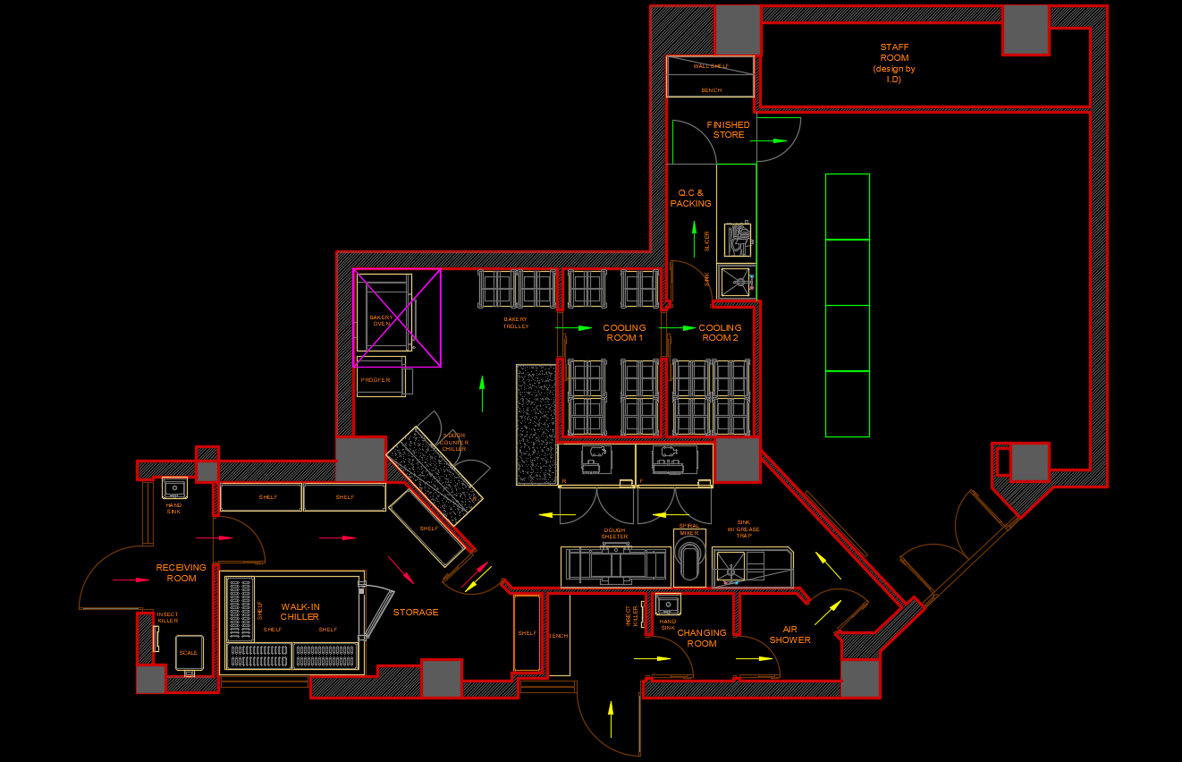 Master equipment layout schematic of the Grand Marble bakery production plant