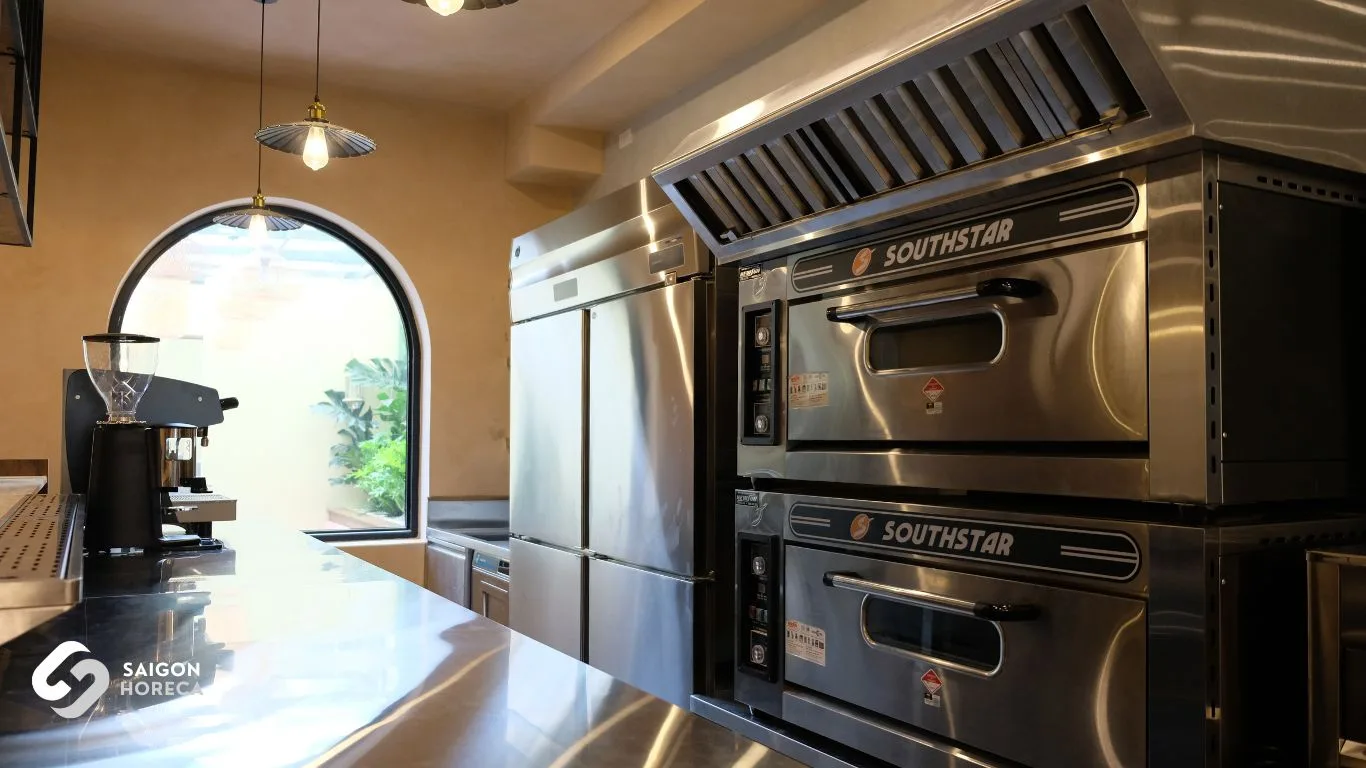 Professional pastry kitchen featuring custom stainless steel equipment by Saigon Horeca