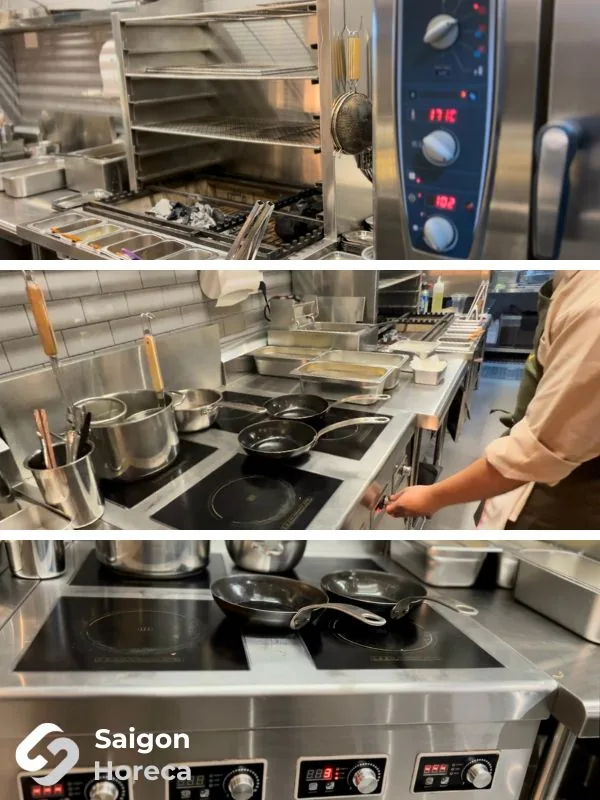 Rational Combi master oven and stainless steel flat infrared cooking line at Little Bear