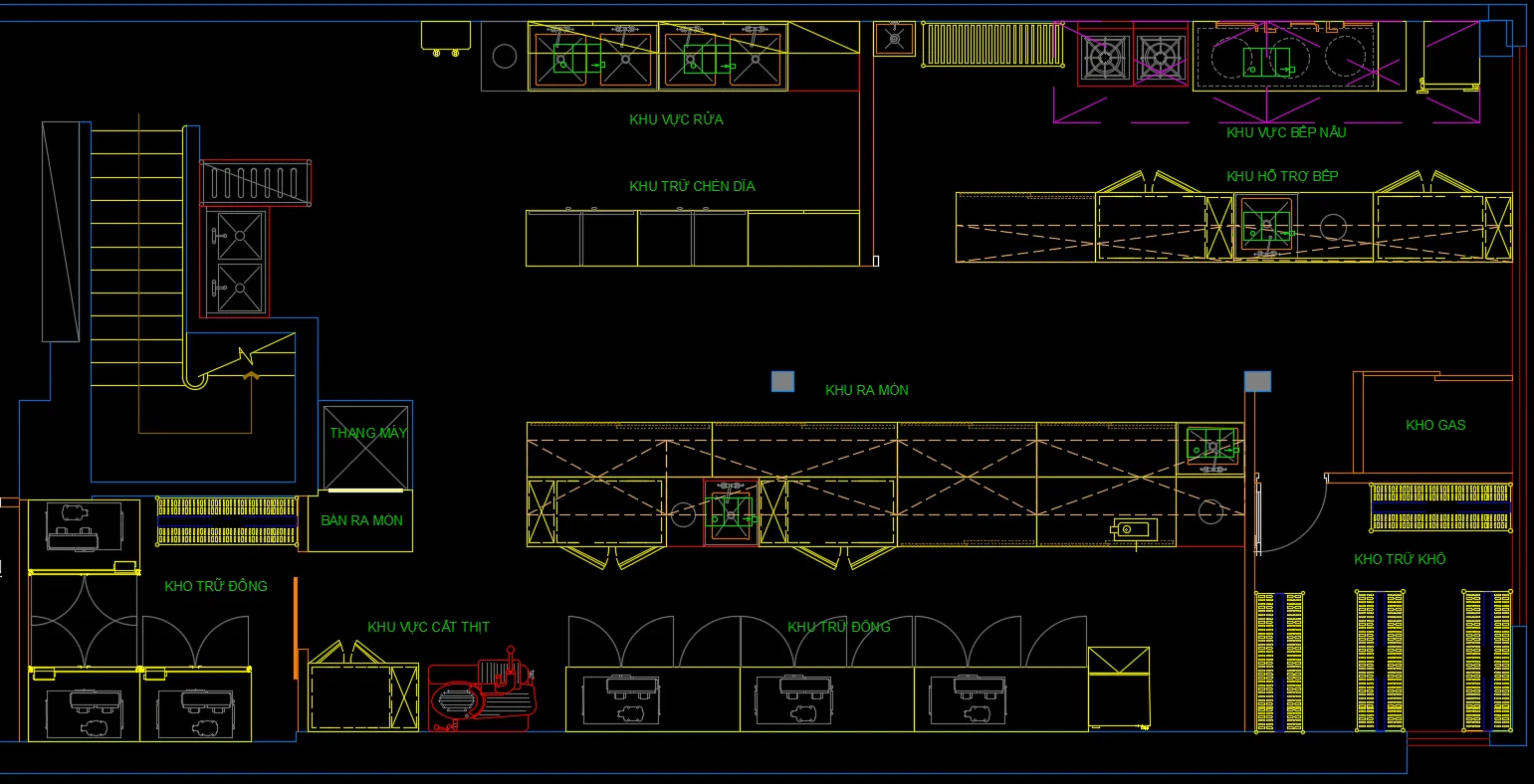 Master commercial kitchen schematic layout for Spice World Hot Pot