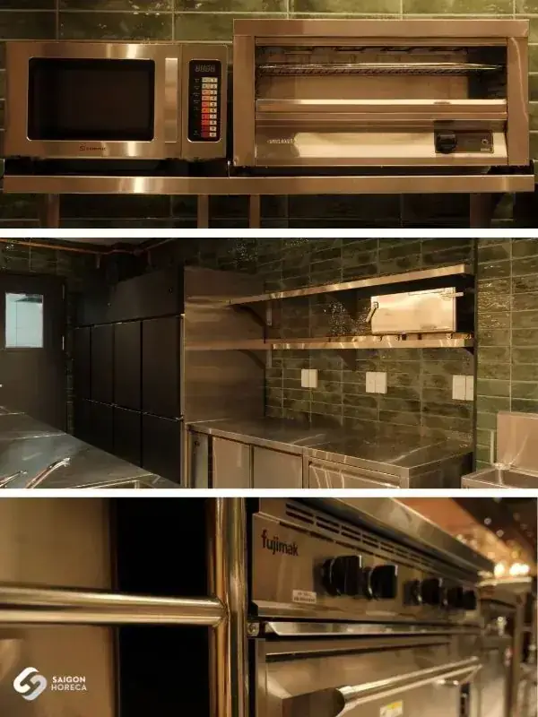 Commercial stainless steel plating pass and staging counter line at The Royal