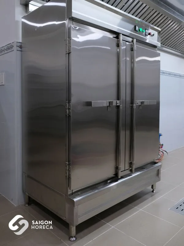 Heavy-duty 2-door commercial stainless steel combi steamer & rice cooker cabinet