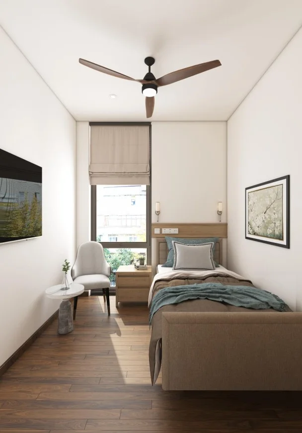 Comfortable senior living suite with accessibility features at Nam An Nursing Home